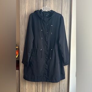 Susan Graver Black Water Resistant Anorak Hooded Jacket | XL